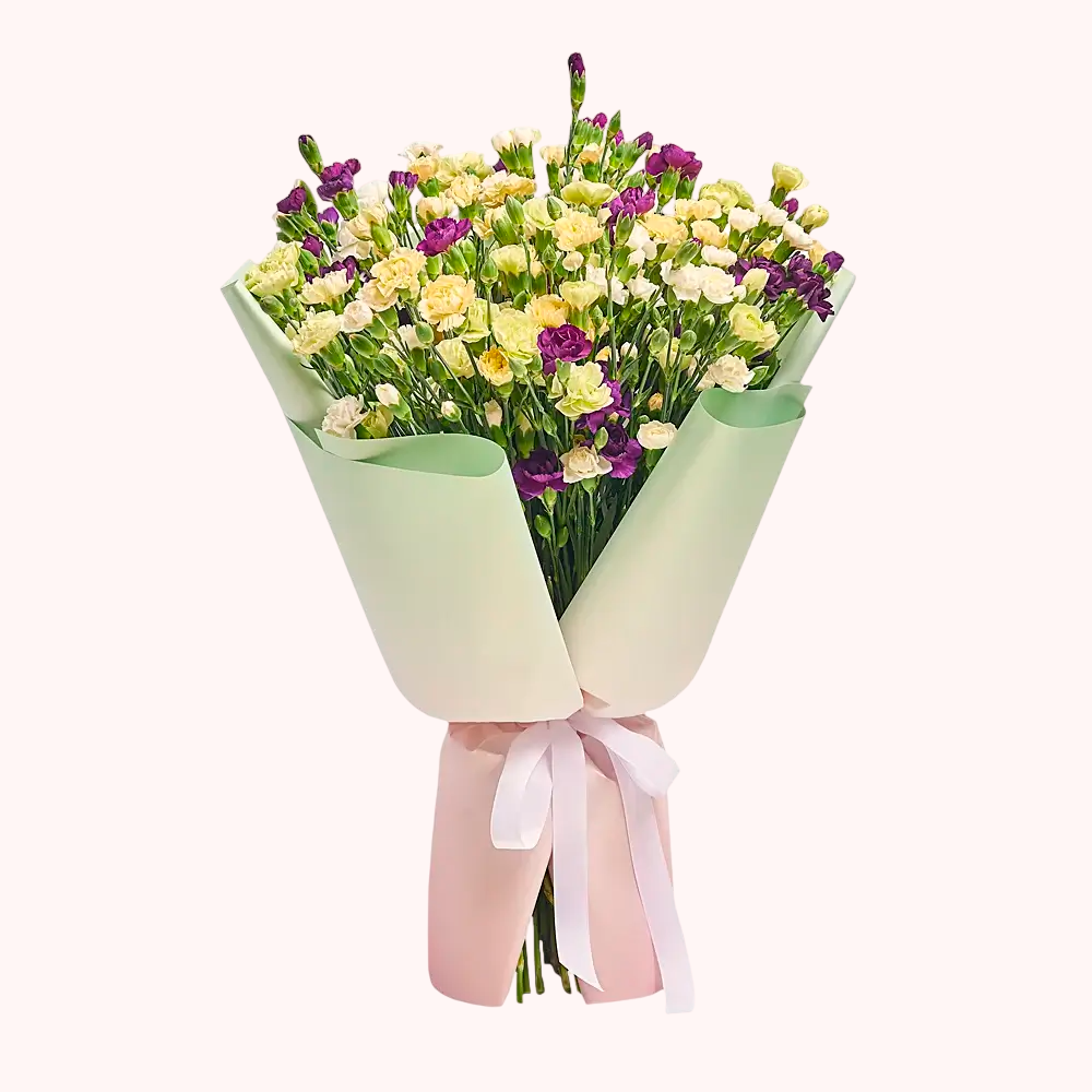 Букет из 51 разноцветной гвоздики 